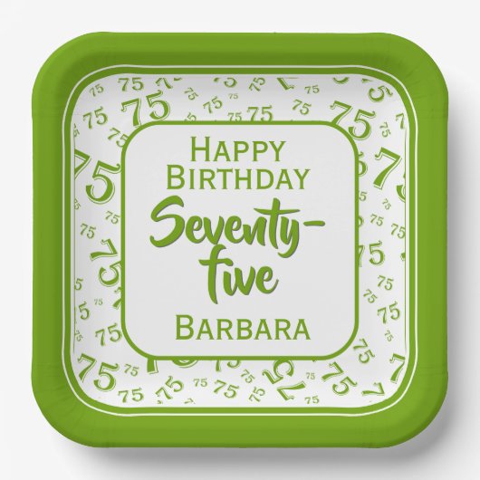75番目のパーティー乱数パターン(緑/白) ペーパープレート (正面)