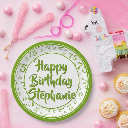 75番目のパーティー乱数パターン(緑/白) ペーパープレート (パーティー)