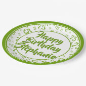 75番目のパーティー乱数パターン(緑/白) ペーパープレート (アングル)