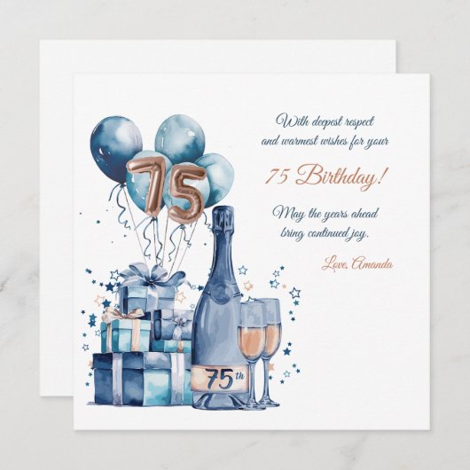 75番目の誕生日カーパーソナライズされたド シーズンカード (正面/裏面)