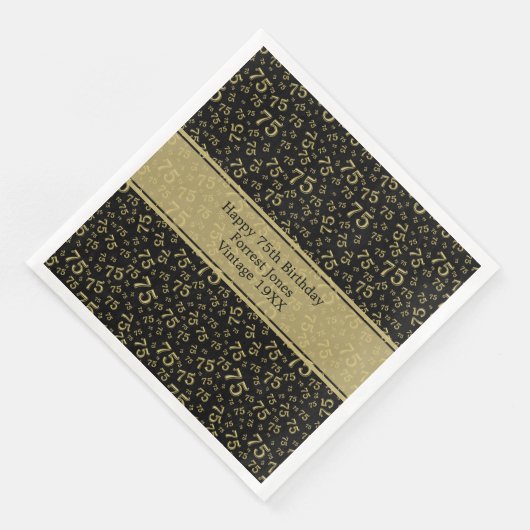 75番目の誕生日クール番号パターン金ゴールド/黒 (コーナー)