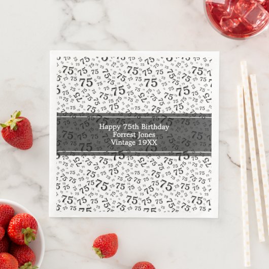 75番目の誕生日クール番号パターン黒/白 (インサイチュ)