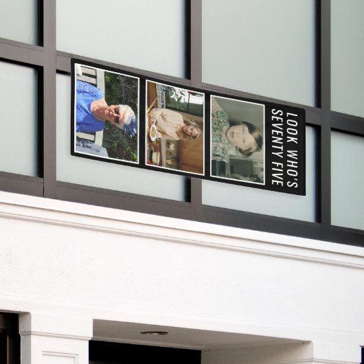 75番目の誕生日フォトバナー 横断幕 (ビルの外側)