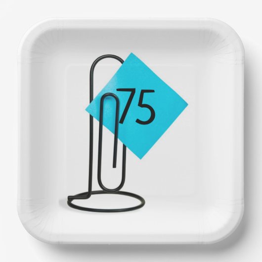 75番目の誕生日リマインダーのメモ紙クリップ ペーパープレート (正面)