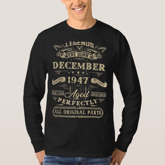 75番目の誕生日レジェンド1947生まれ年12月75年 Tシャツ (正面)