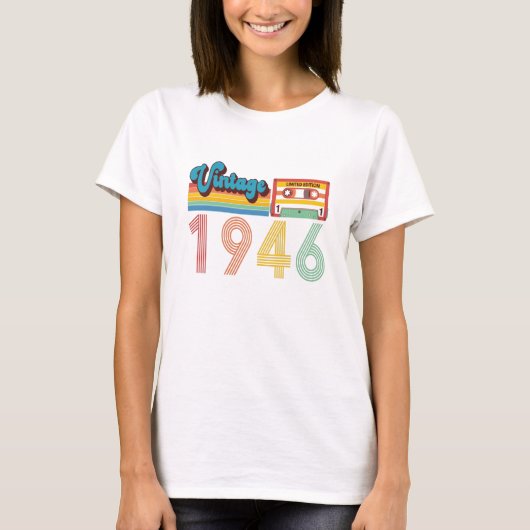 75番目の誕生日ヴィンテージレトロ1946カセットテープ Tシャツ (正面)