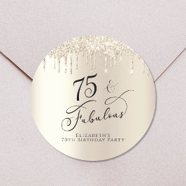 75番目の誕生日金ゴールドグリッター ラウンドシール