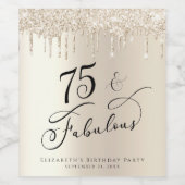 75番目の誕生日金ゴールドグリッター ワインラベル (シングルラベル)