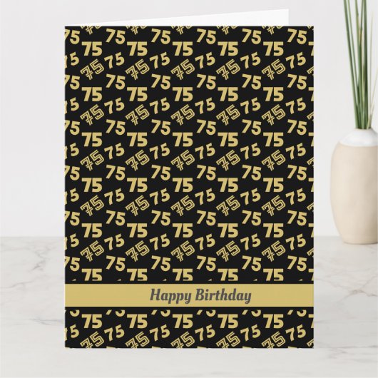75番目の誕生日金ゴールド番号パターン カード (正面)