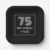 75番目の誕生日—インスパイアアールデコの検索:「75」 +名前 ペーパープレート (正面)