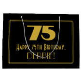 75番目の誕生日:インスパイアアールデコの「75」の外観と名前 ラージペーパーバッグ (裏面)