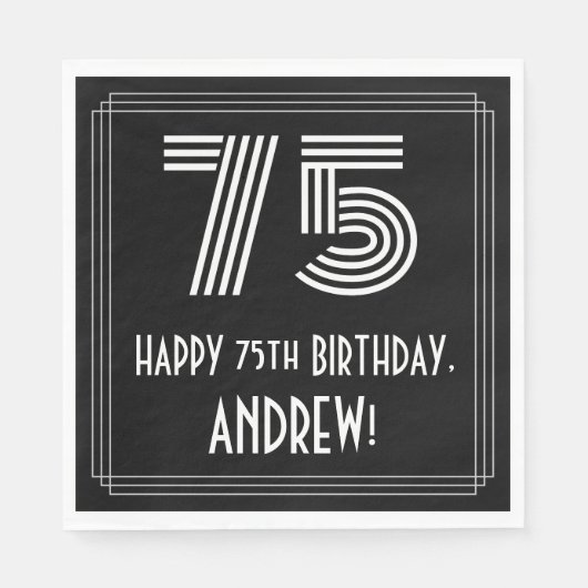 75番目の誕生日:インスパイアアールデコ検索"75" +名前 スタンダードランチョンナプキン (正面)