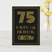 75番目の誕生日:インスパイアアールデコ「75」の検索と名前 カード (黄色い花)