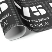 75番目の誕生日:インスパイアアールデコ「75」の検索と名前 ラッピングペーパー (ロールコーナー)