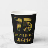 75番目の誕生日:インスパイアアールデコ「75」の検索と名前 紙コップ (正面)