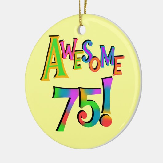 75素晴らし誕生日Tシャツとギフト セラミックオーナメント (左)