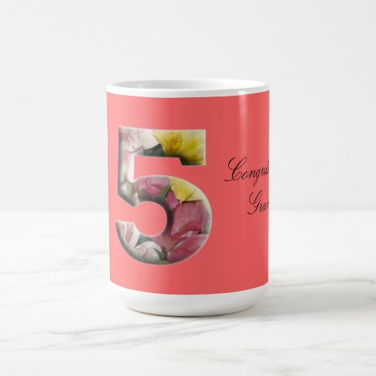 75花柄のマイル標石のマグの第75誕生日記念日 コーヒーマグカップ (中央)