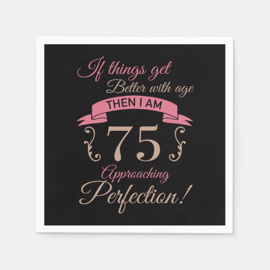 75誕生日が年齢と共に向上 スタンダードカクテルナプキン (正面)