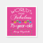 75誕生日で最も素晴らしいカラフル宝石ピンク スタンダードカクテルナプキン (正面)