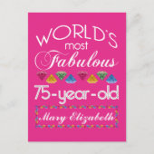 75誕生日で最も素晴らしいカラフル宝石ピンク ポストカード (正面)