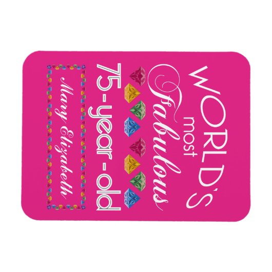 75誕生日で最も素晴らしいカラフル宝石ピンク マグネット (横)