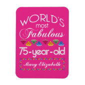 75誕生日で最も素晴らしいカラフル宝石ピンク マグネット (縦)