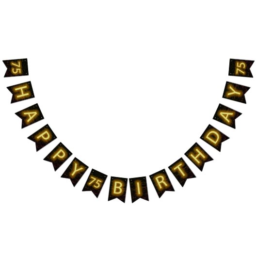 75誕生日のネオンサインオンブリック バンティングフラッグ (全)