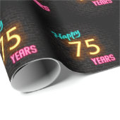 75誕生日のネオンサインオンブリック ラッピングペーパー (ロールコーナー)