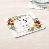 75誕生日ひまわり スクエアペーパーコースター (アングル)