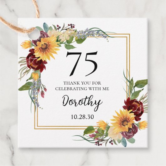 75誕生日ひまわり フェイバータグ (正面)