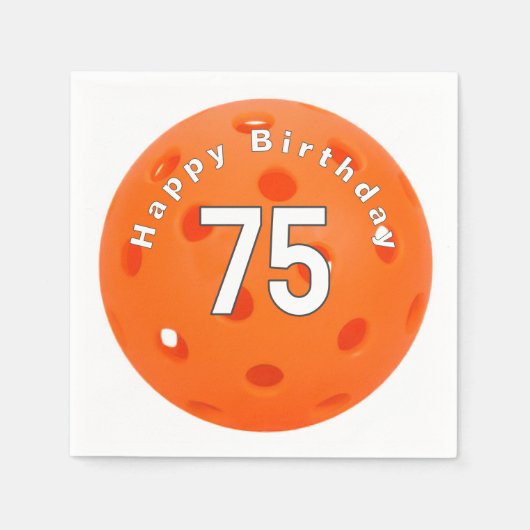 75誕生日オレンジピックボール スタンダードカクテルナプキン (正面)