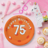 75誕生日オレンジピックボール ペーパープレート (パーティー)