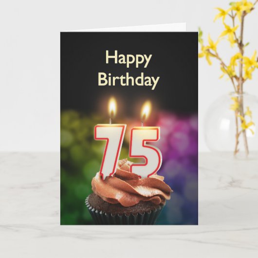 75誕生日カード（ろうそく） カード (黄色い花)