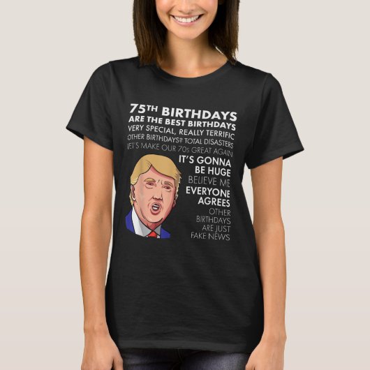 75誕生日ギフトトランプおもしろい引用文シャ男性へツ Tシャツ (正面)