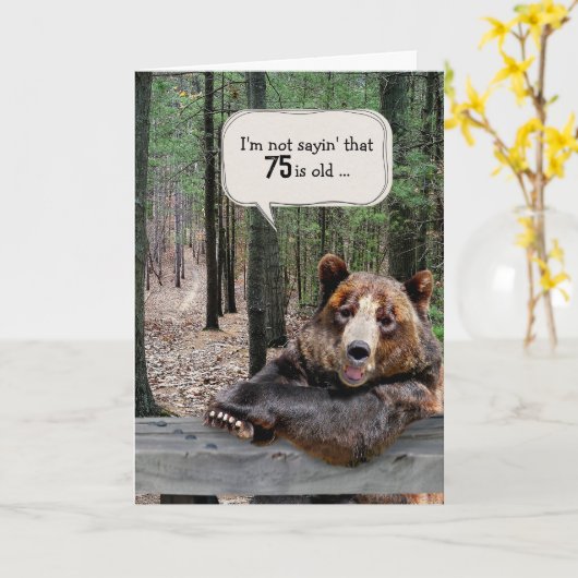 75誕生日クマin森 カード (黄色い花)