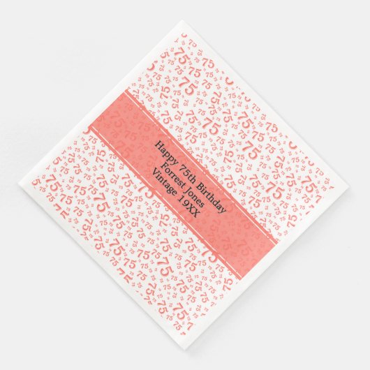 75誕生日クール番号模様サンゴ/白 (コーナー)