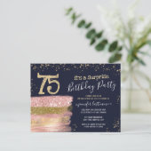 75誕生日グリッターケーキサプライズパーティーはがき ポストカード (スタンド正面)