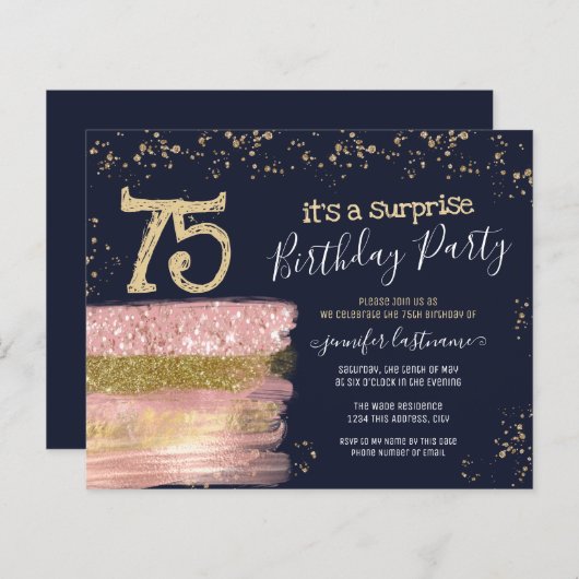75誕生日グリッターケーキサプライズ予算 (正面/裏面)