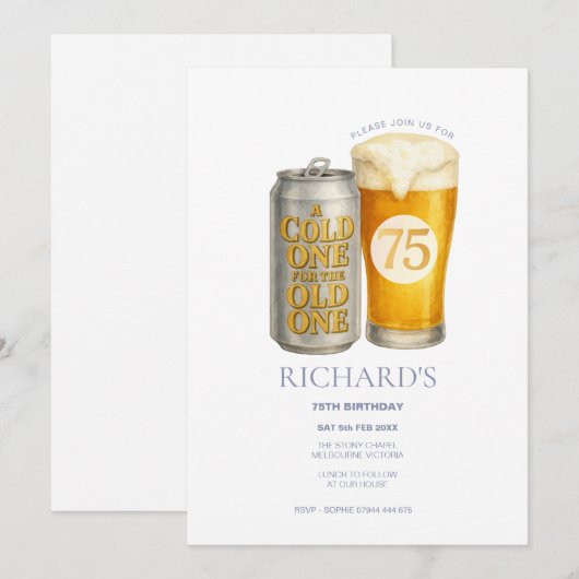 75誕生日コールド・ワン 招待状 (正面/裏面)