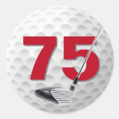 75誕生日ゴルフボールデザイン ラウンドシール (正面)