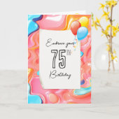 75誕生日サイケデリック3D抽象芸術 カード (黄色い花)