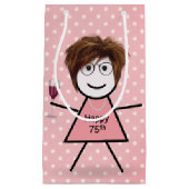 75誕生日スティックガールオン水玉模様 スモールペーパーバッグ (正面)