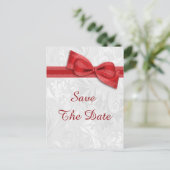 75誕生日ダマスクフェイクと弓の日付を保存 案内ポストカード (スタンド正面)