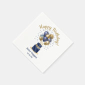 75誕生日ネイビーブルーバルーンケーキ スタンダードカクテルナプキン (角)