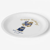 75誕生日ネイビーブルーバルーンケーキ ペーパープレート (アングル)