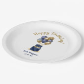 75誕生日ネイビーブルーバルーンケーキ ペーパープレート (アングル)