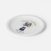 75誕生日ネイビーブルーバルーンケーキ ペーパープレート (アングル)