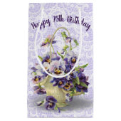 75誕生日パンシーバスケットオンレース スモールペーパーバッグ (正面)