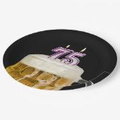 75誕生日ビールオンブラック紙プレート ペーパープレート (アングル)