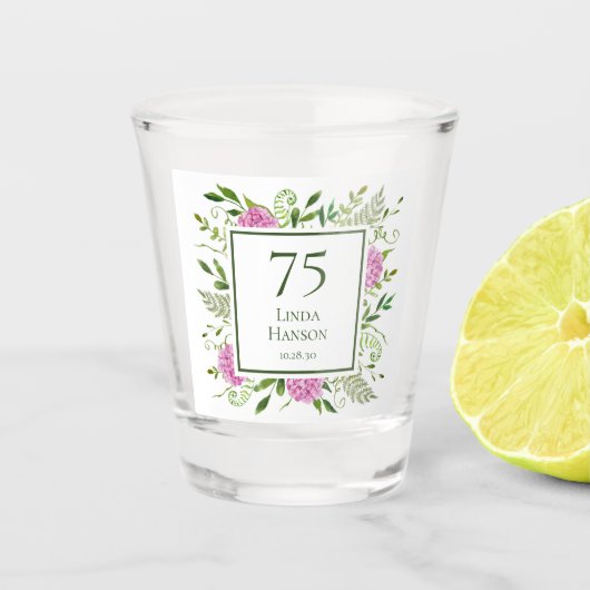 75誕生日ピンクアジサイ ショットグラス (正面)